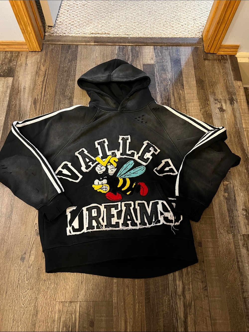 Valley Dreams Men's Black V-Neck Hoodie Sweater